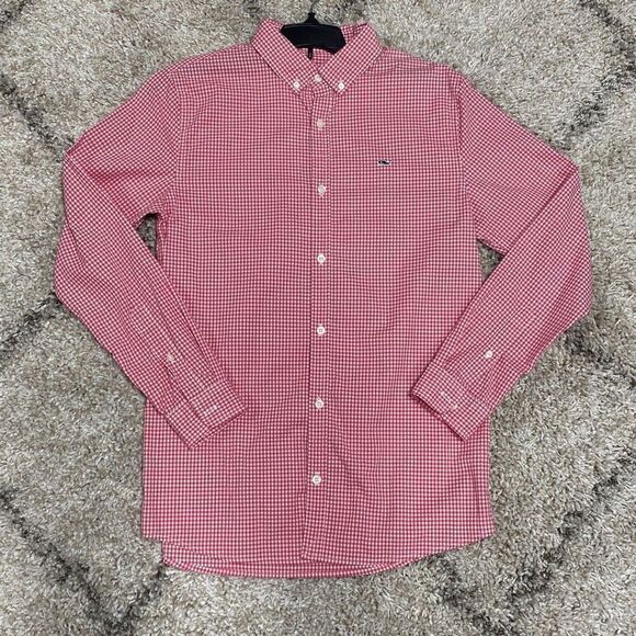 Vineyard Vines By Shep & Ian Red Gingham Long Sleeve Button Down Size XL (18) - Picture 2 of 6